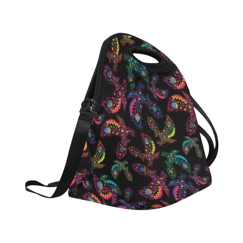 Neon Floral Eagles Neoprene Lunch Bag/Large (Model 1669) bag e-joyer 