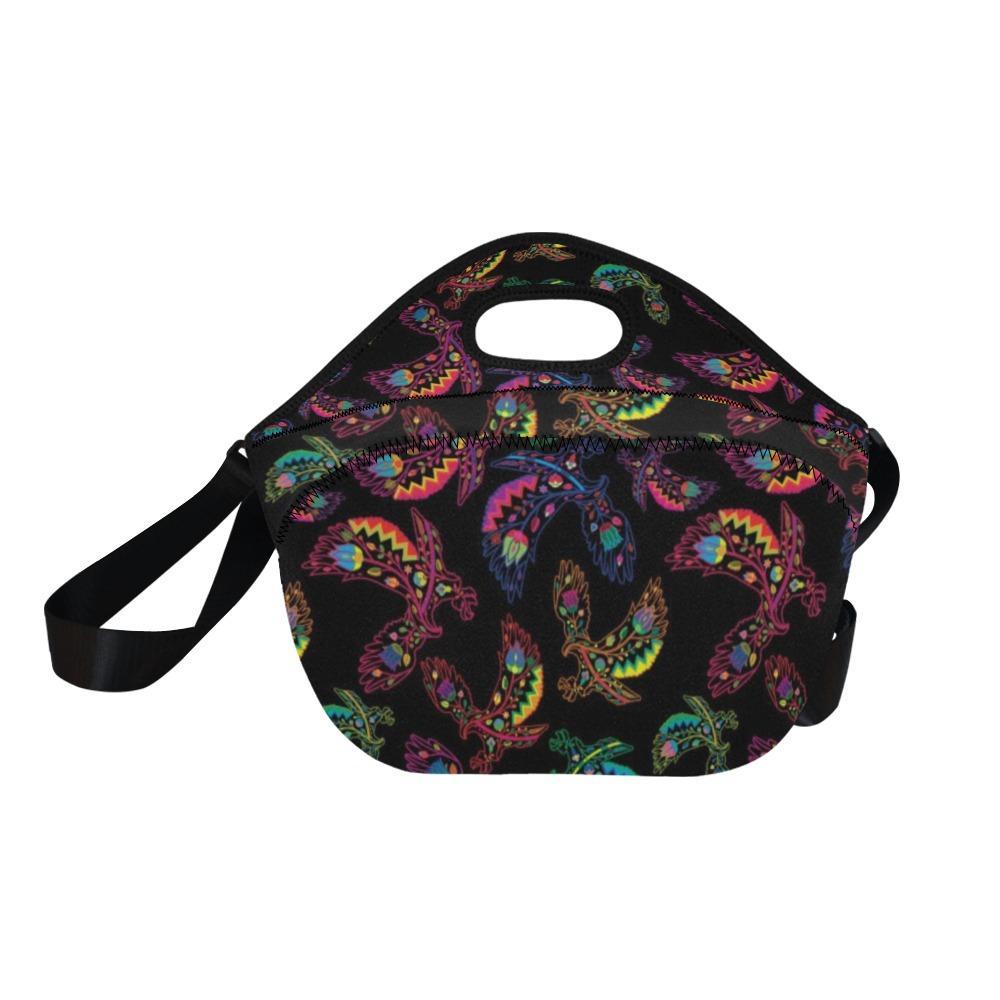 Neon Floral Eagles Neoprene Lunch Bag/Large (Model 1669) bag e-joyer 