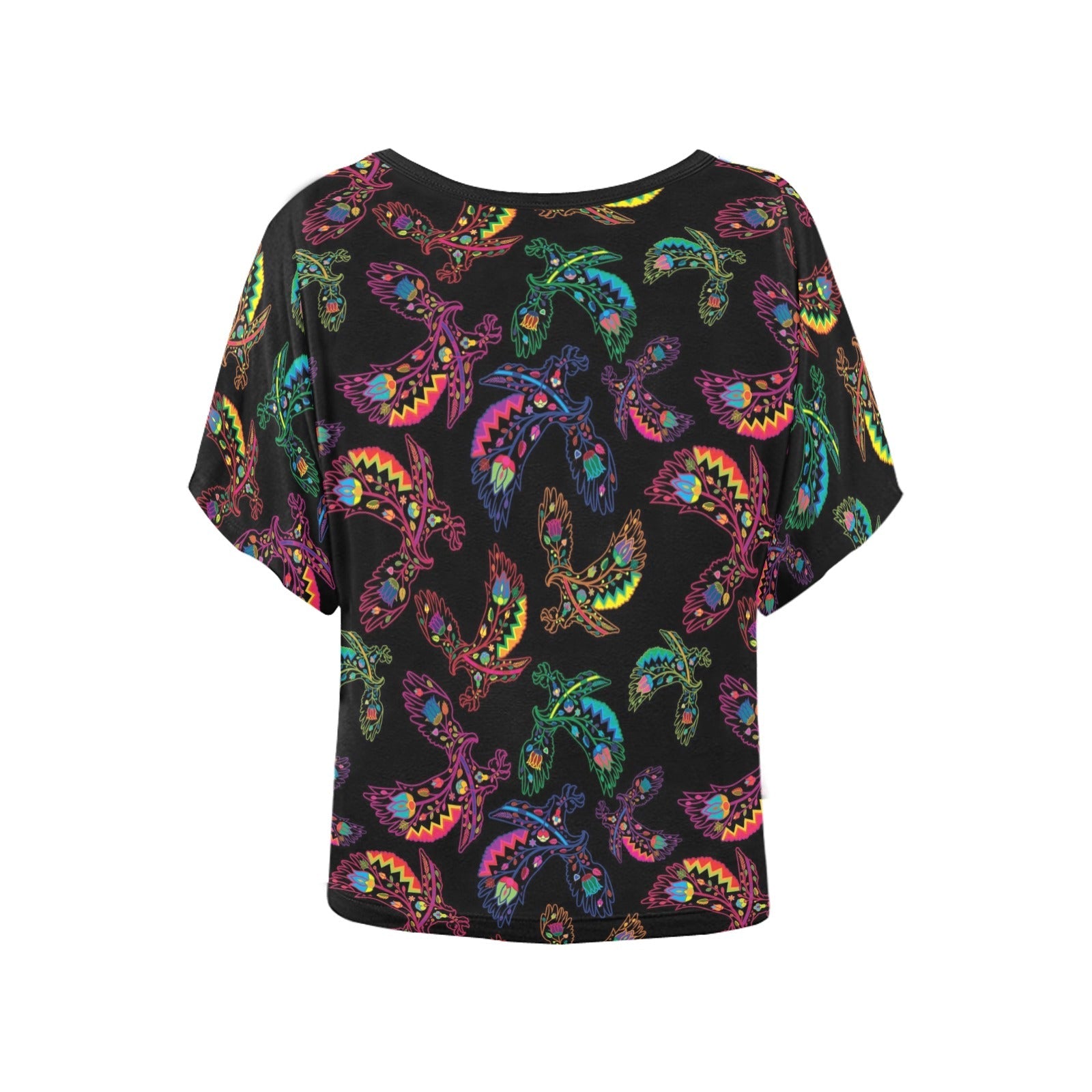 Neon Floral Eagles Women's Batwing-Sleeved Blouse T shirt (Model T44) Women's Batwing-Sleeved Blouse T shirt (T44) e-joyer 