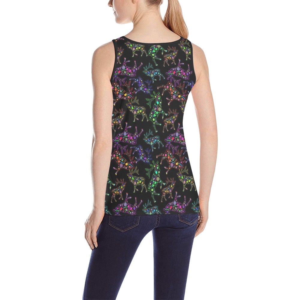 Neon Floral Elks All Over Print Tank Top for Women (Model T43) All Over Print Tank Top for Women (T43) e-joyer 