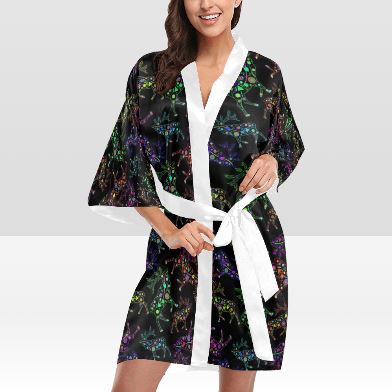 Neon Floral Elks Kimono Robe Artsadd 