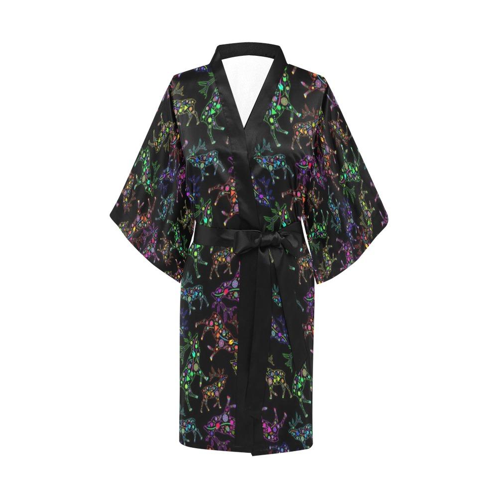 Neon Floral Elks Kimono Robe Artsadd 