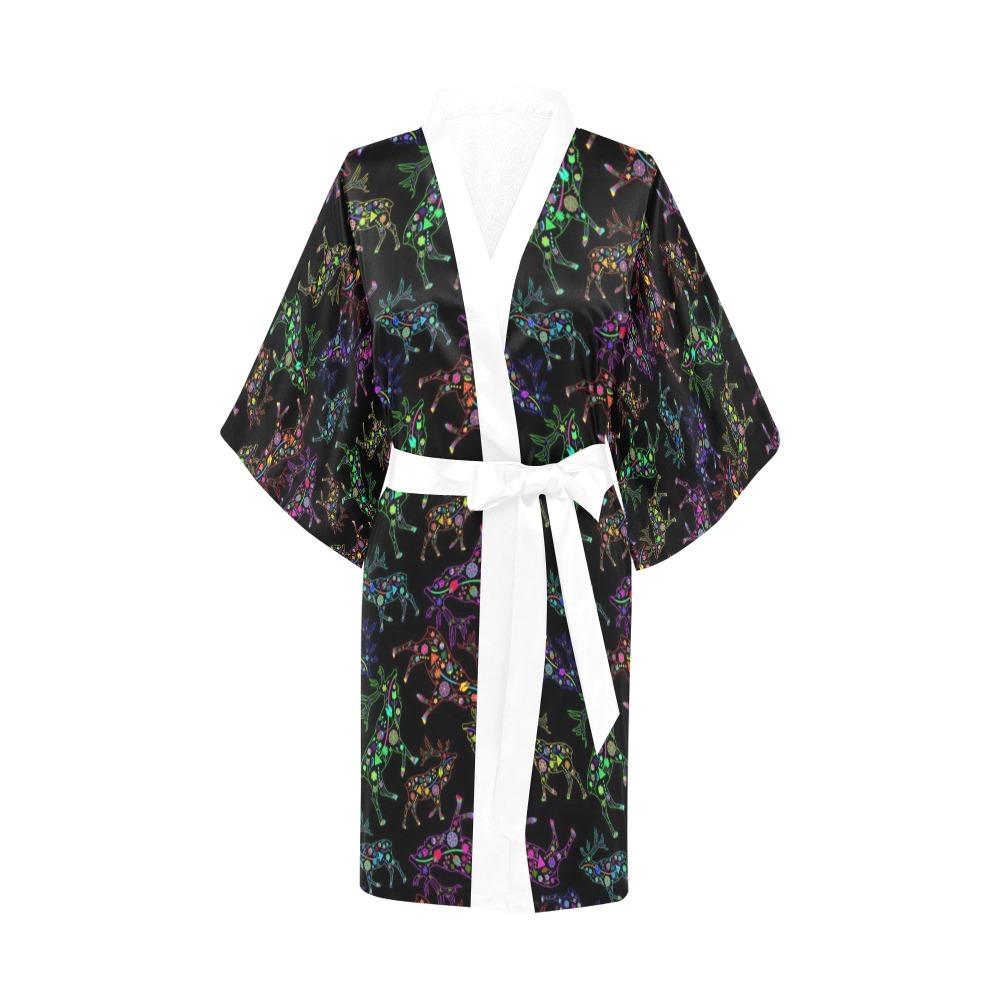 Neon Floral Elks Kimono Robe Artsadd 