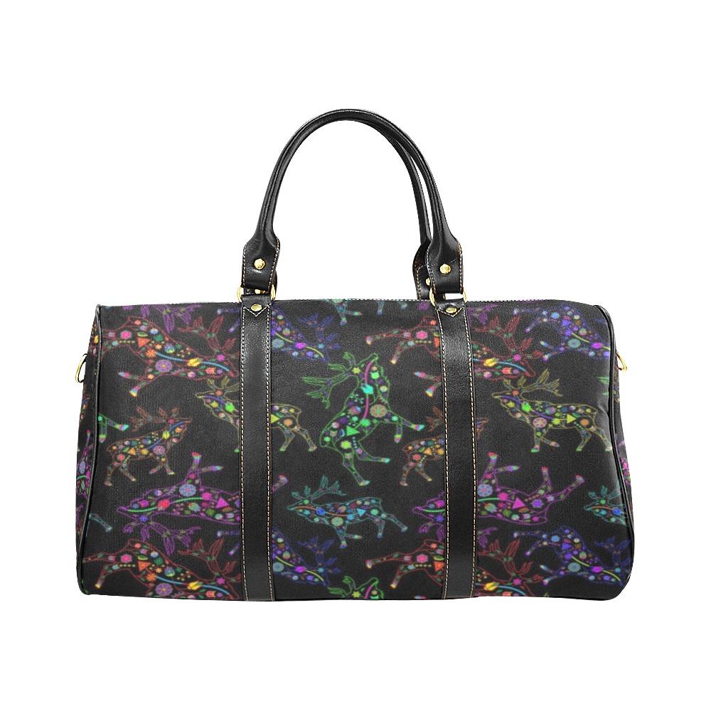 Neon Floral Elks New Waterproof Travel Bag/Small (Model 1639) bag e-joyer 