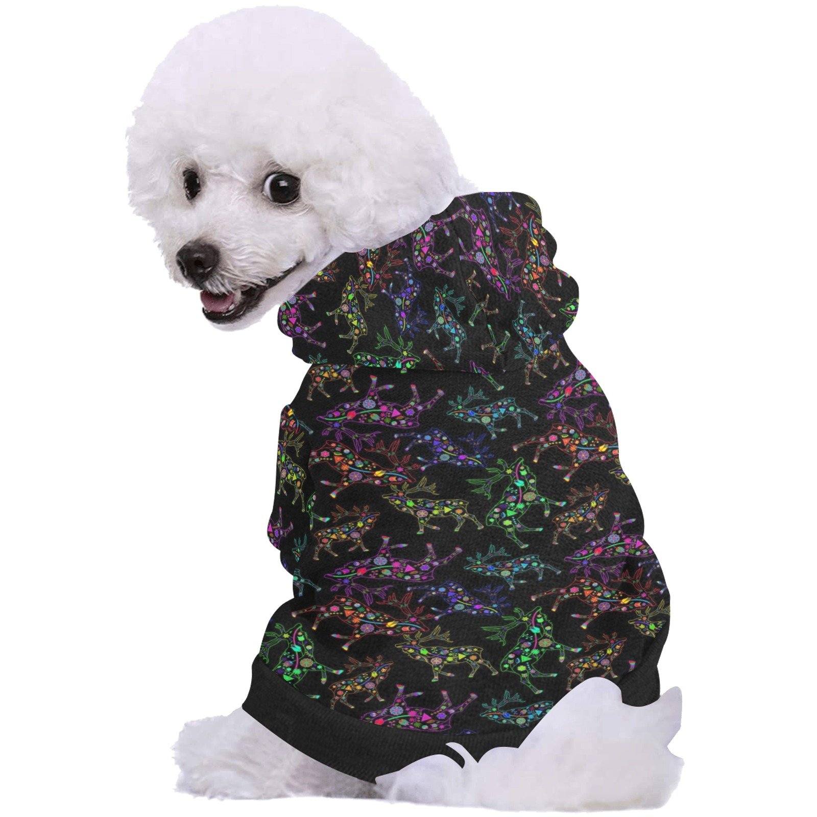 Neon Floral Elks Pet Dog Hoodie Pet Dog Hoodie e-joyer 