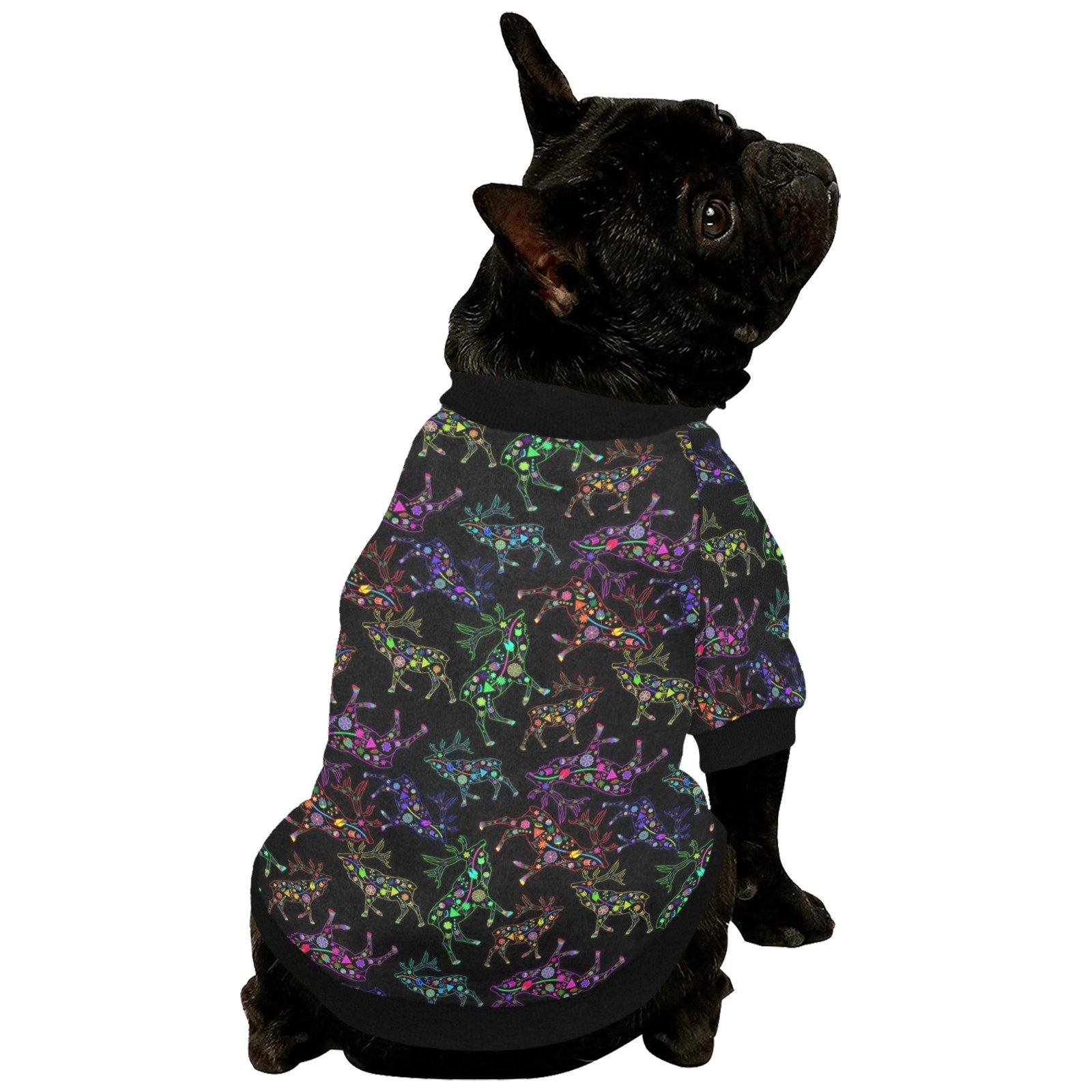 Neon Floral Elks Pet Dog Round Neck Shirt Pet Dog Round Neck Shirt e-joyer 