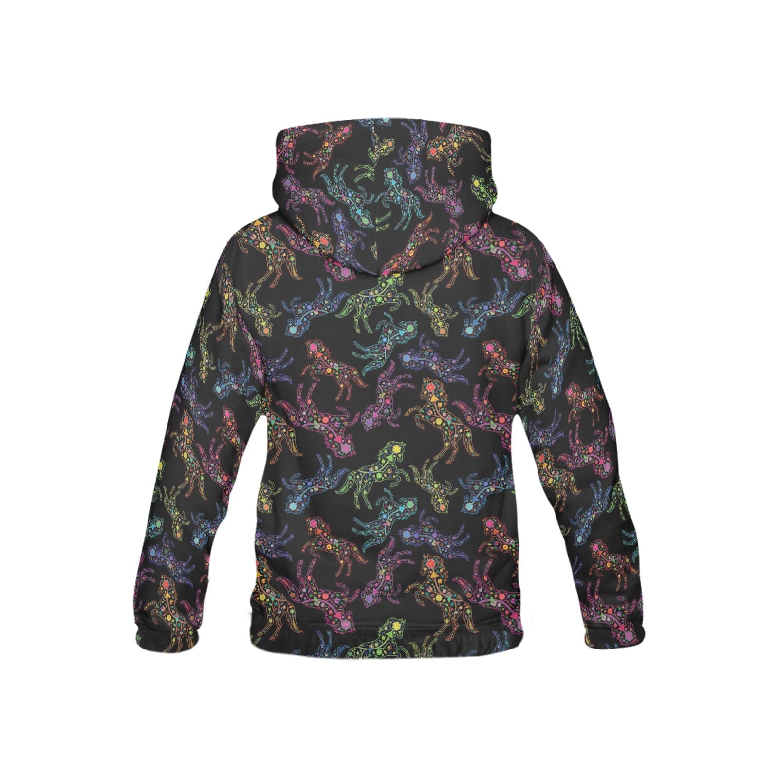 Neon Floral Horses All Over Print Hoodie for Kid (USA Size) (Model H13) All Over Print Hoodie for Kid (H13) e-joyer 