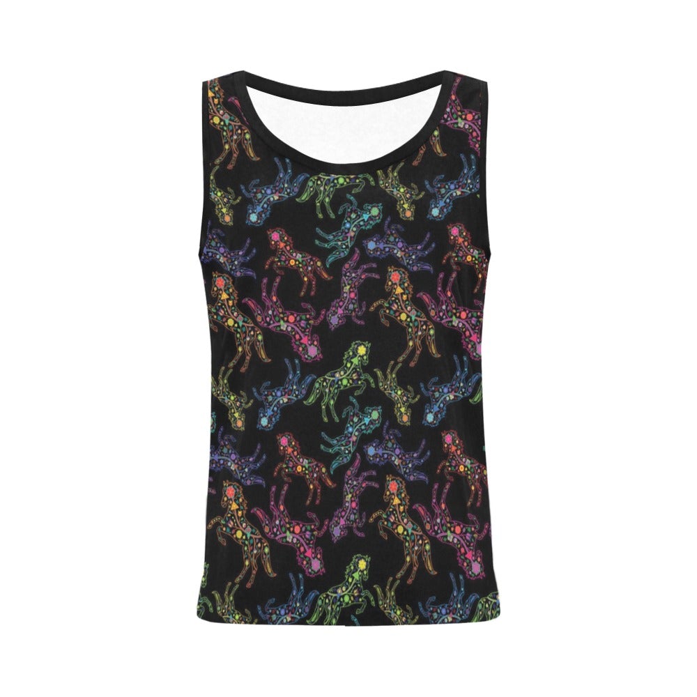 Neon Floral Horses All Over Print Tank Top for Women (Model T43) All Over Print Tank Top for Women (T43) e-joyer 