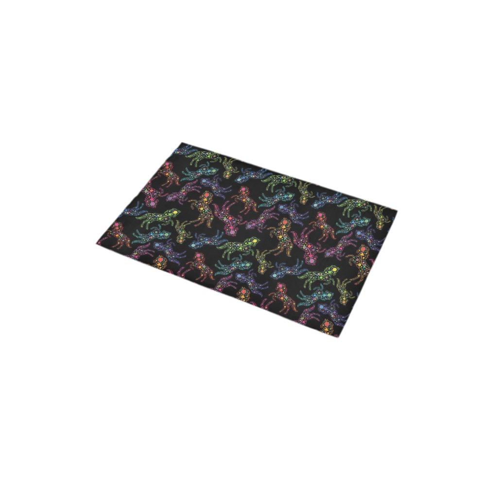 Neon Floral Horses Bath Rug 16''x 28'' Bath Rug 16''x 28'' e-joyer 