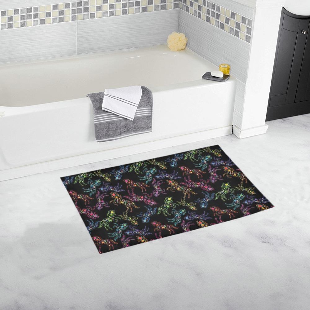 Neon Floral Horses Bath Rug 16''x 28'' Bath Rug 16''x 28'' e-joyer 