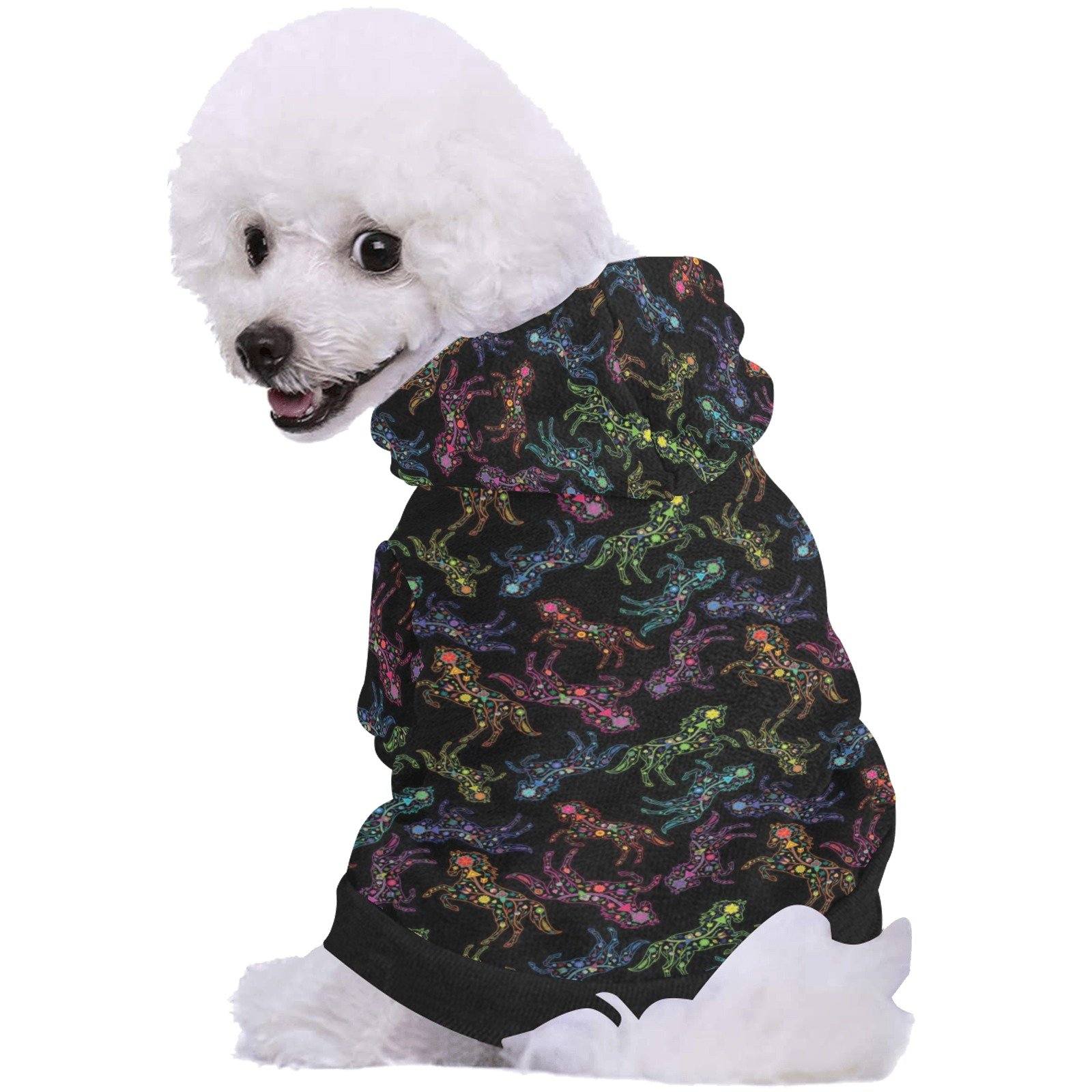 Neon Floral Horses Pet Dog Hoodie Pet Dog Hoodie e-joyer 