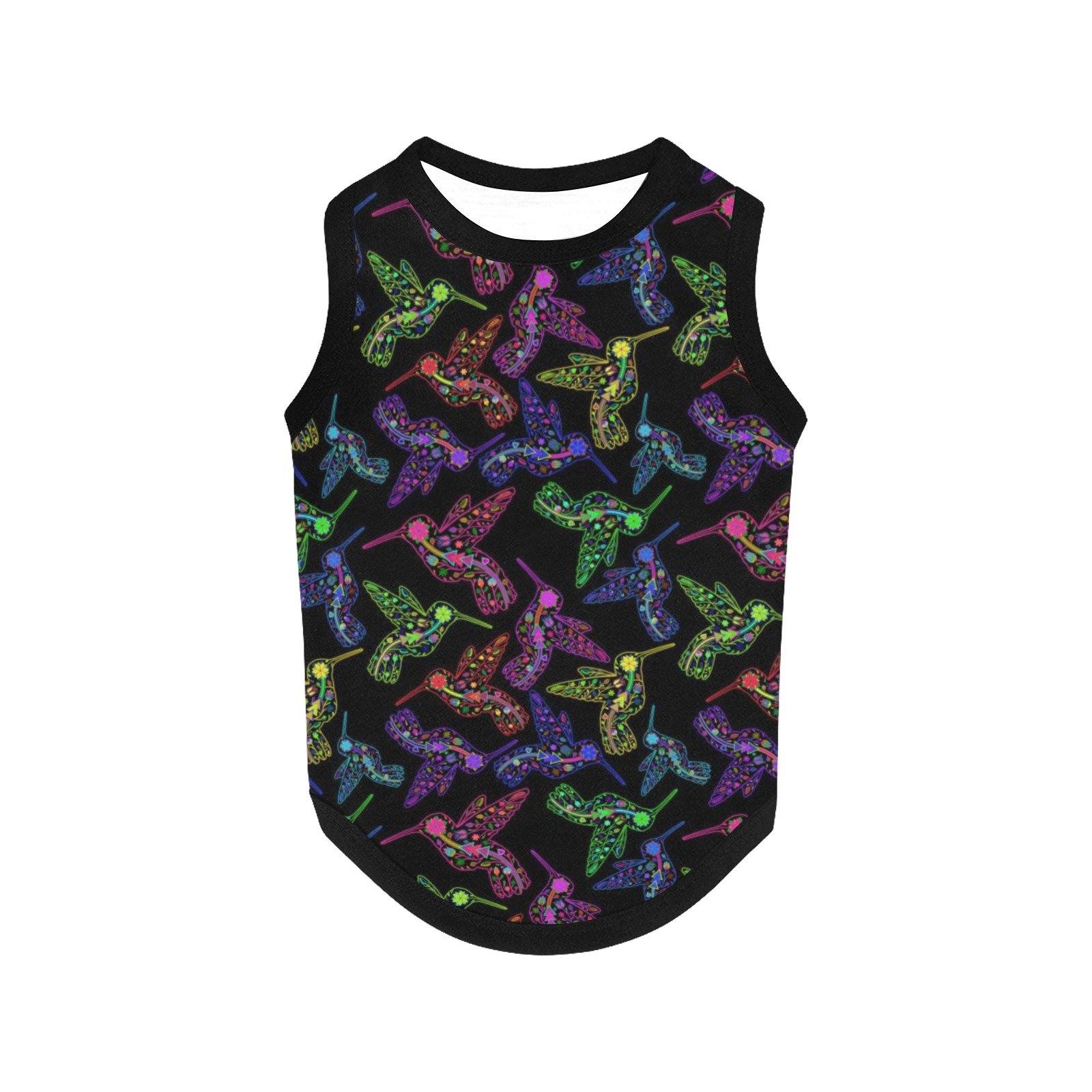 Neon Floral Hummingbirds All Over Print Pet Tank Top Pet Tank Top e-joyer 