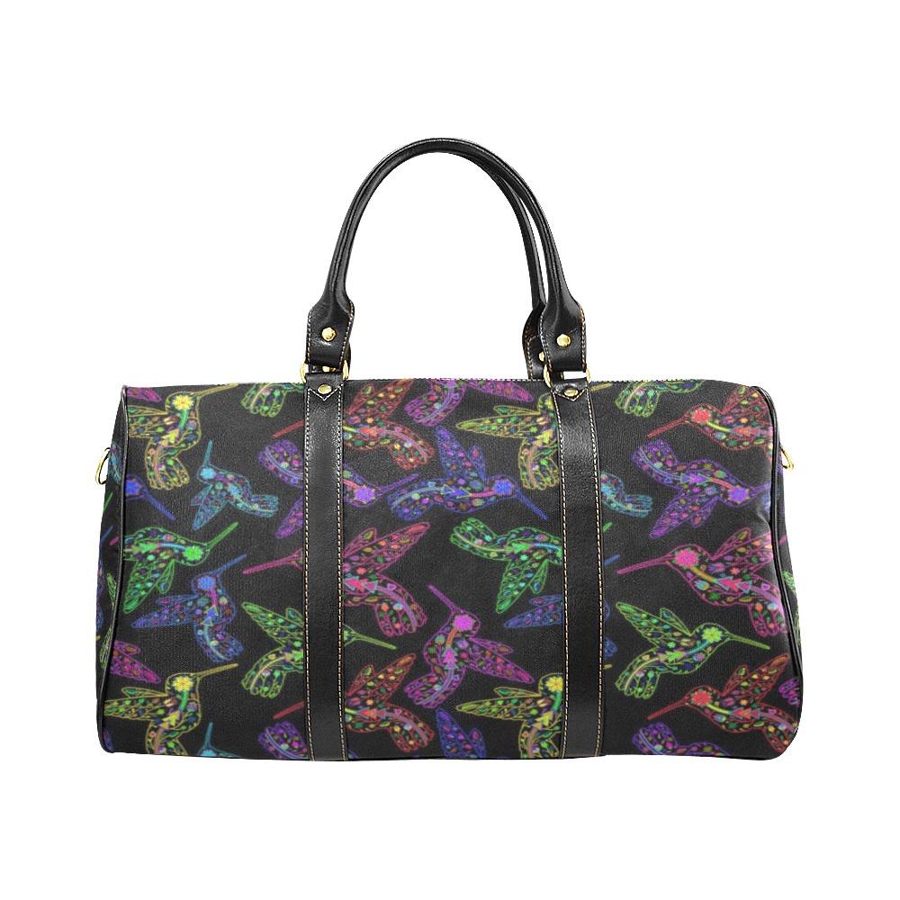 Neon Floral Hummingbirds New Waterproof Travel Bag/Small (Model 1639) bag e-joyer 