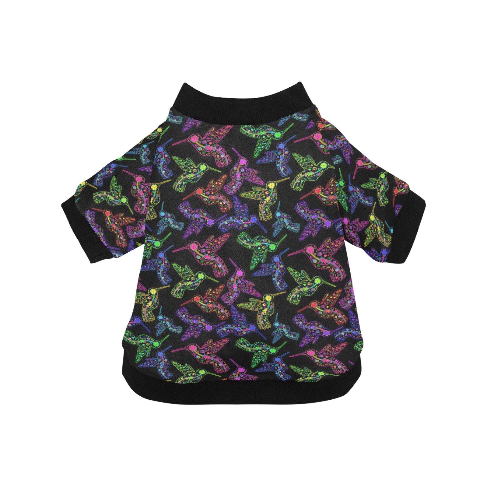 Neon Floral Hummingbirds Pet Dog Round Neck Shirt Pet Dog Round Neck Shirt e-joyer 