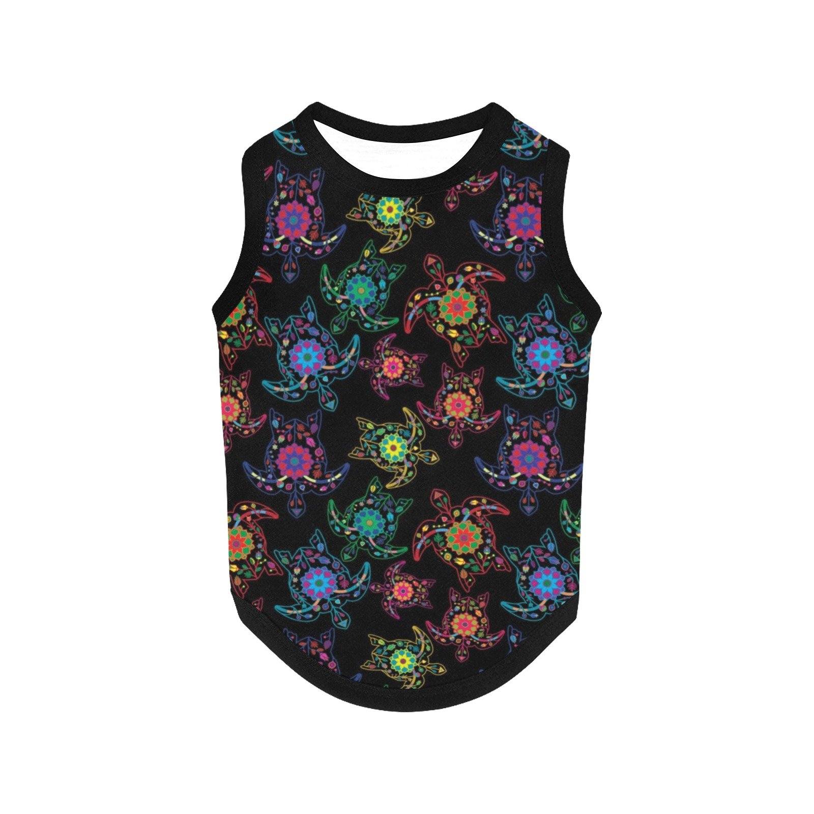 Neon Floral Turtle All Over Print Pet Tank Top Pet Tank Top e-joyer 