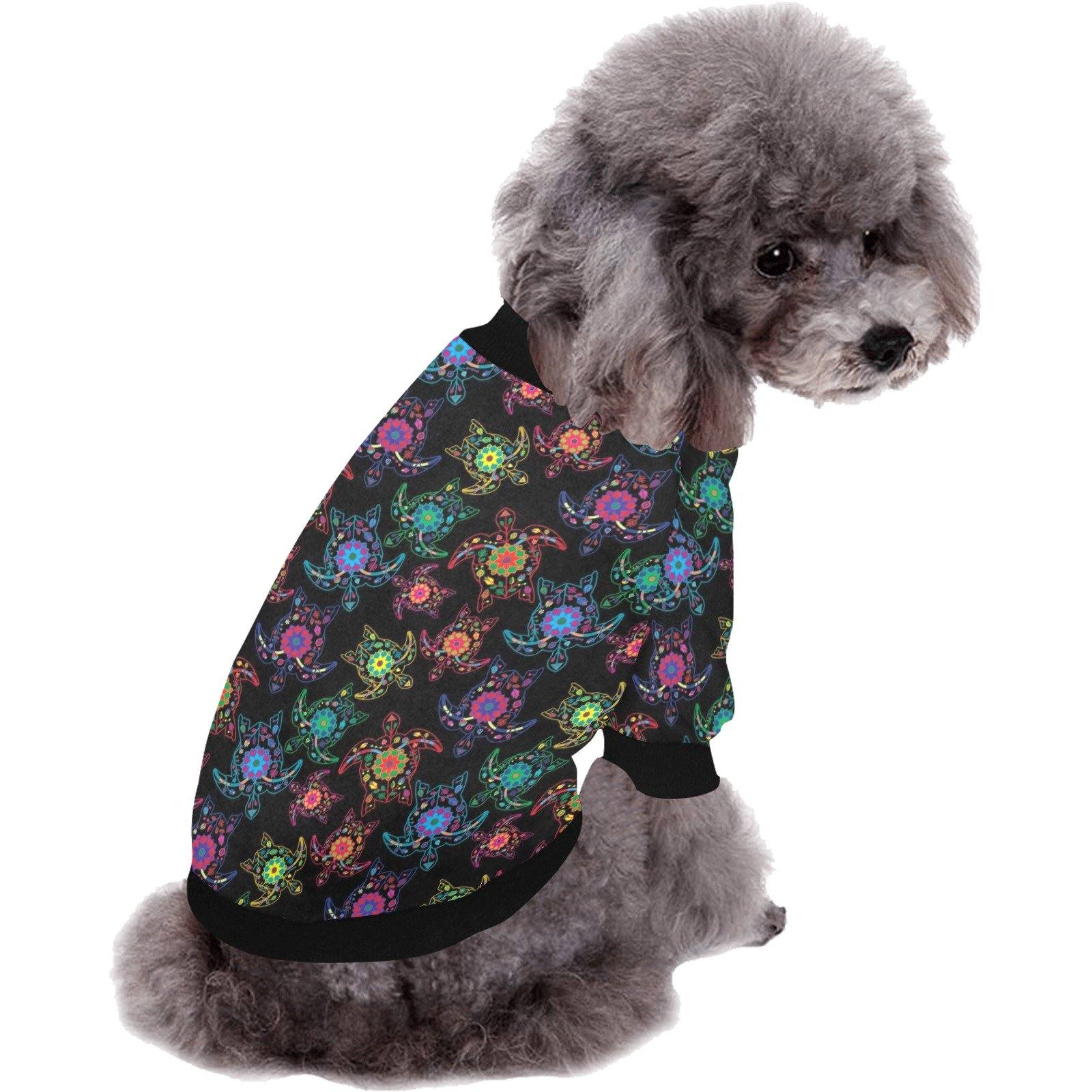 Neon Floral Turtle Pet Dog Round Neck Shirt Pet Dog Round Neck Shirt e-joyer 