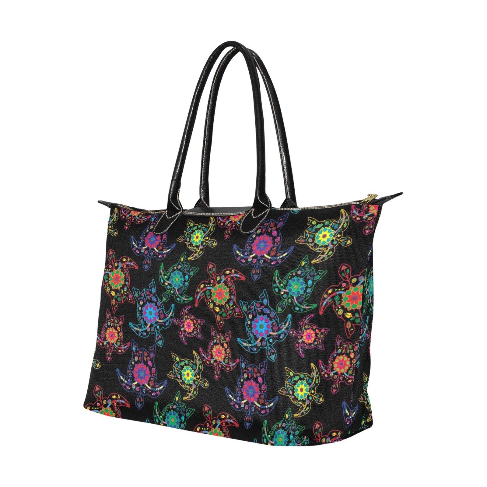 Neon Floral Turtle Single-Shoulder Lady Handbag (Model 1714) bag e-joyer 