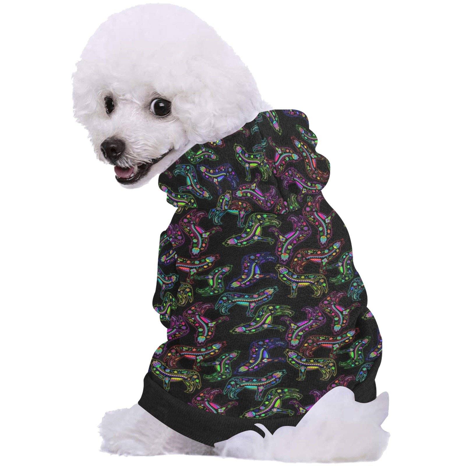 Neon Floral Wolves Pet Dog Hoodie Pet Dog Hoodie e-joyer 