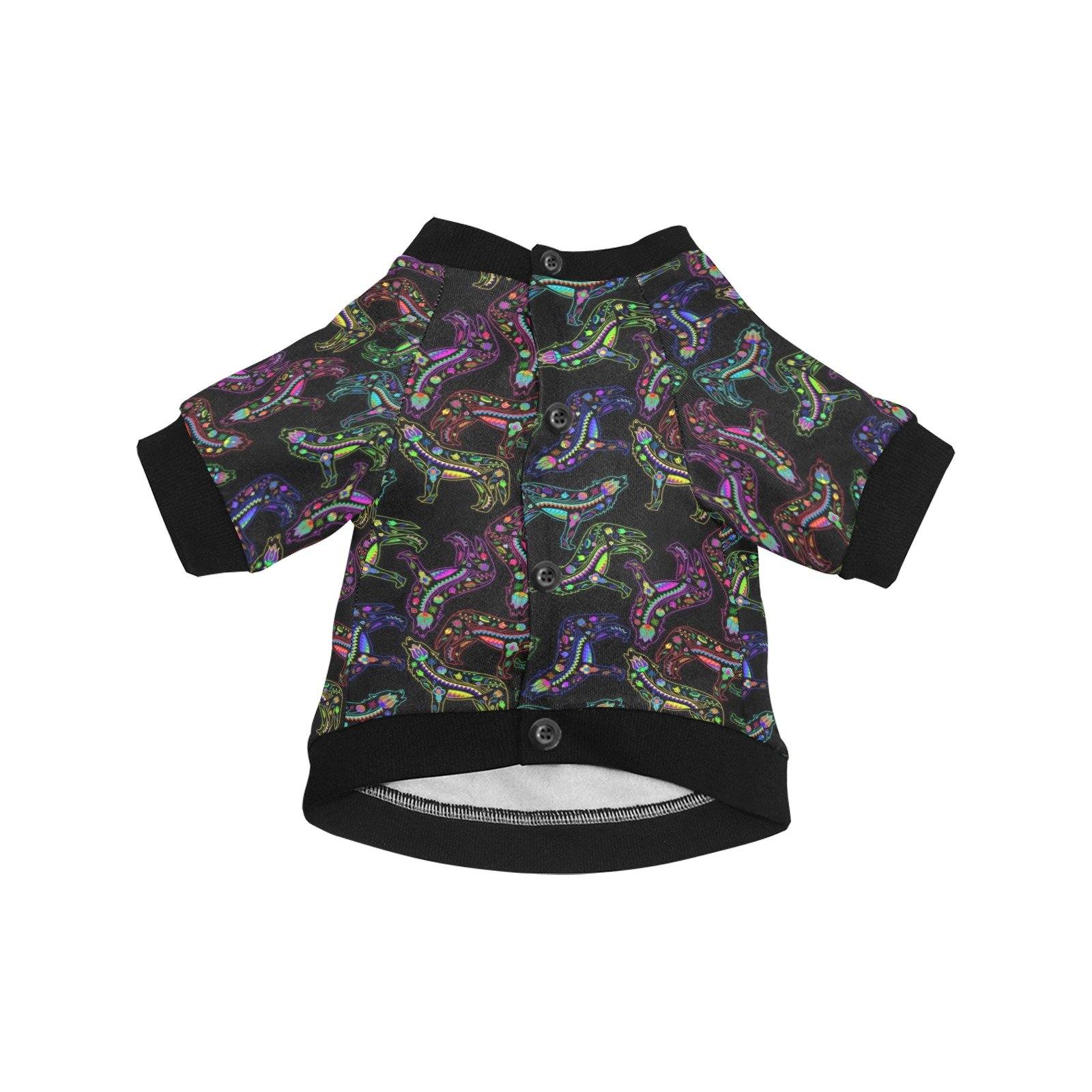 Neon Floral Wolves Pet Dog Round Neck Shirt Pet Dog Round Neck Shirt e-joyer 