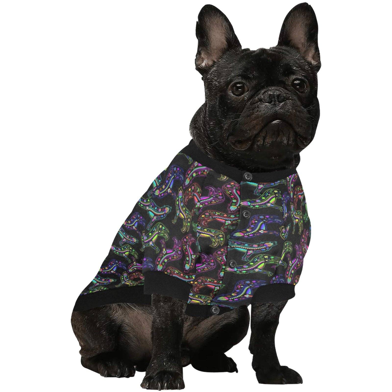 Neon Floral Wolves Pet Dog Round Neck Shirt Pet Dog Round Neck Shirt e-joyer 