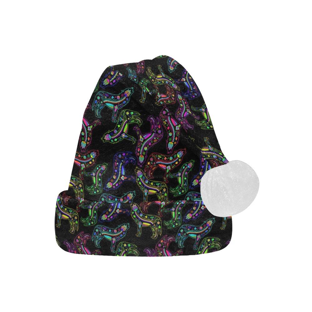 Neon Floral Wolves Santa Hat Santa Hat e-joyer 