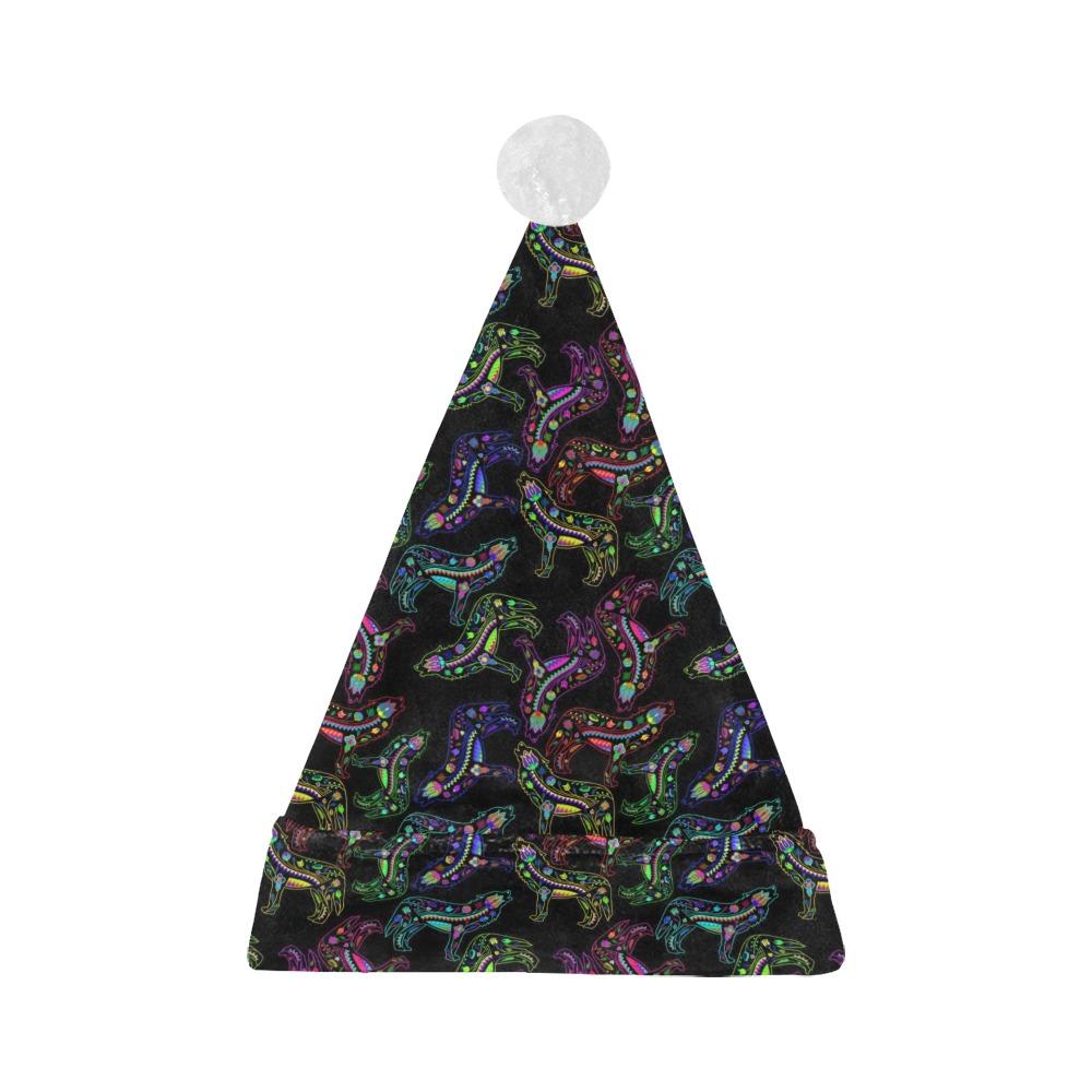 Neon Floral Wolves Santa Hat Santa Hat e-joyer 