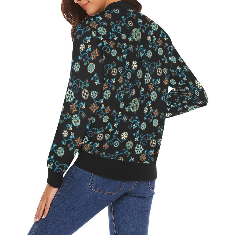 Ocean Bloom All Over Print Bomber Jacket for Women (Model H19) Jacket e-joyer 