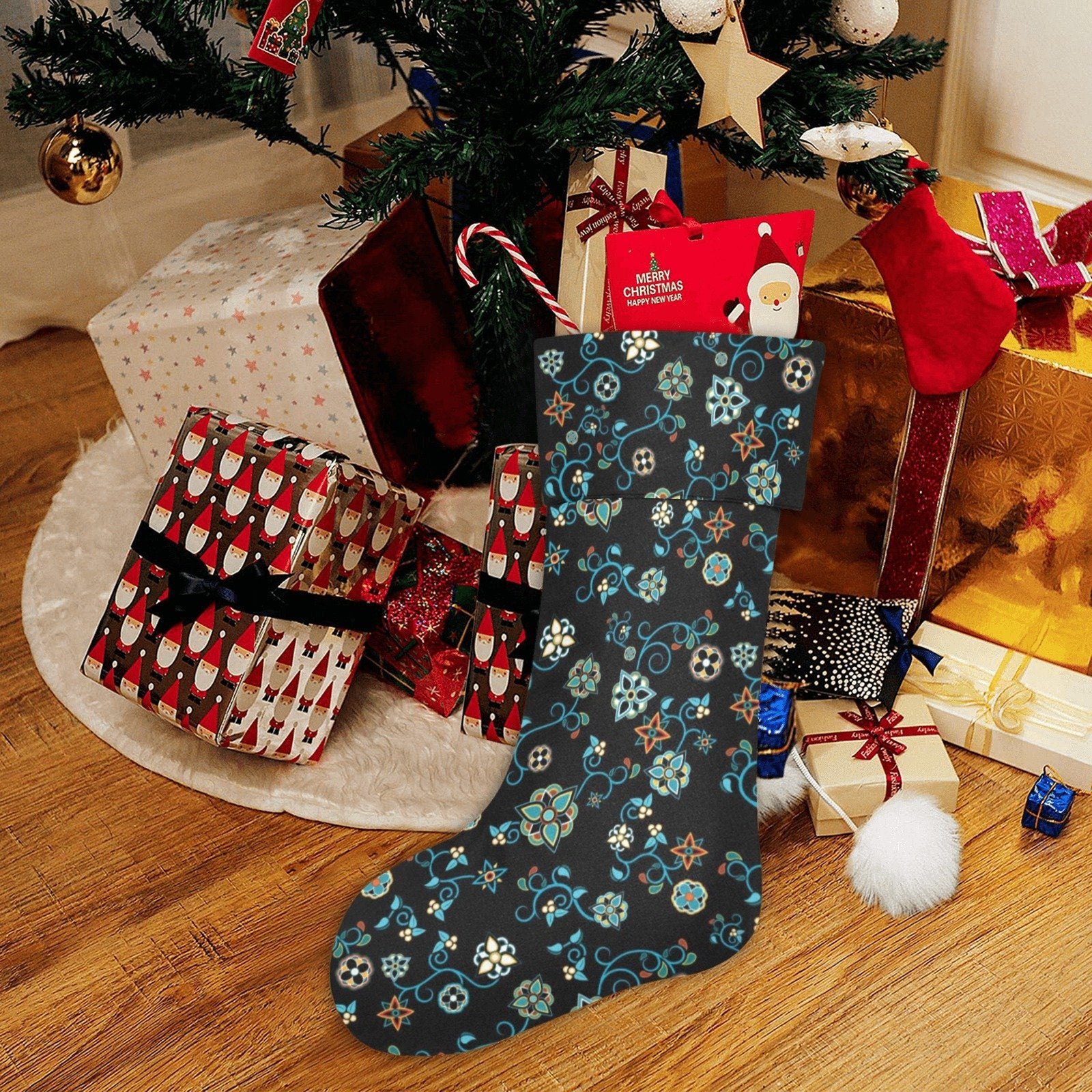 Ocean Bloom Christmas Stocking holiday stocking e-joyer 
