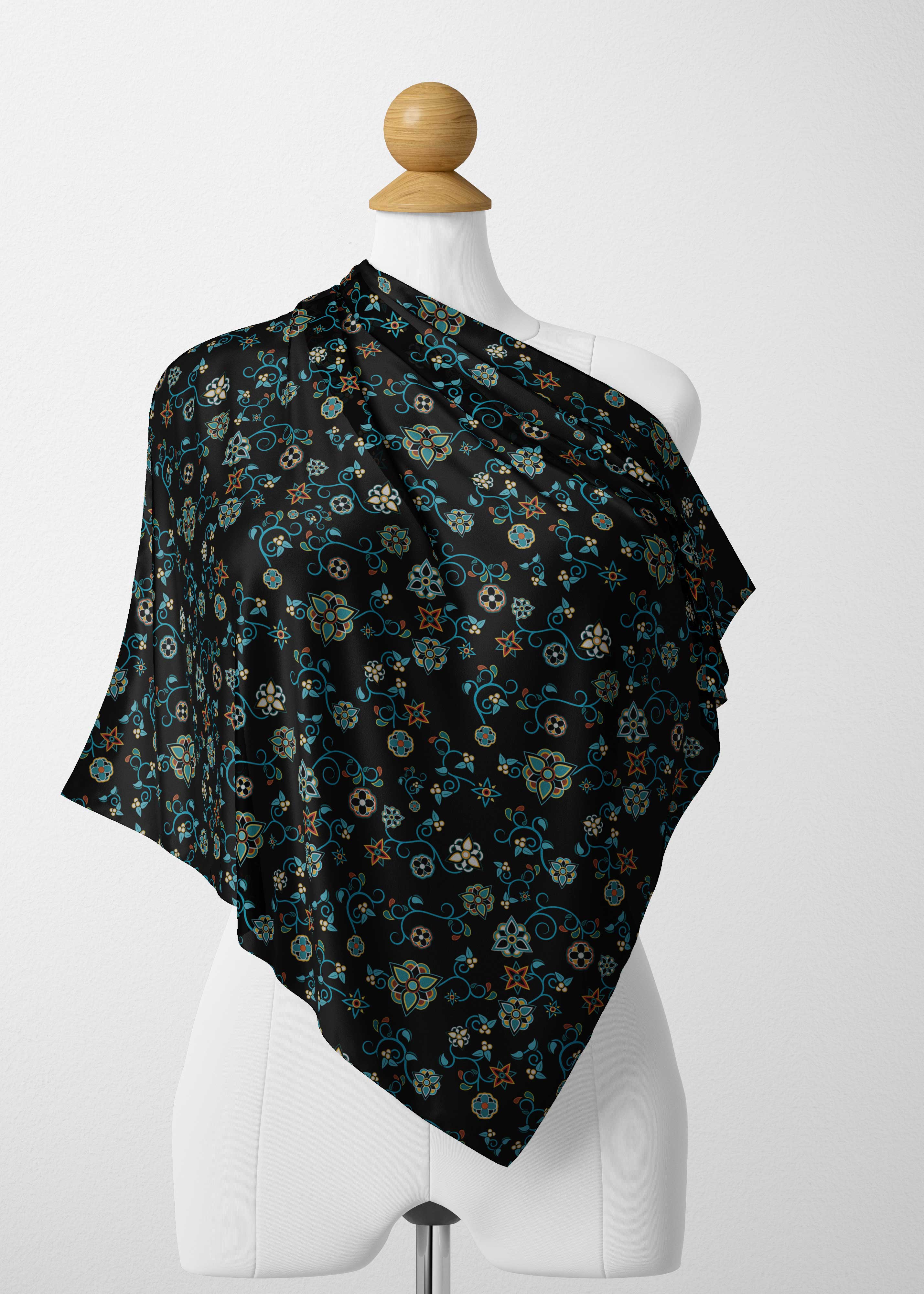 Ocean Bloom Satin Shawl Scarf 49 Dzine 