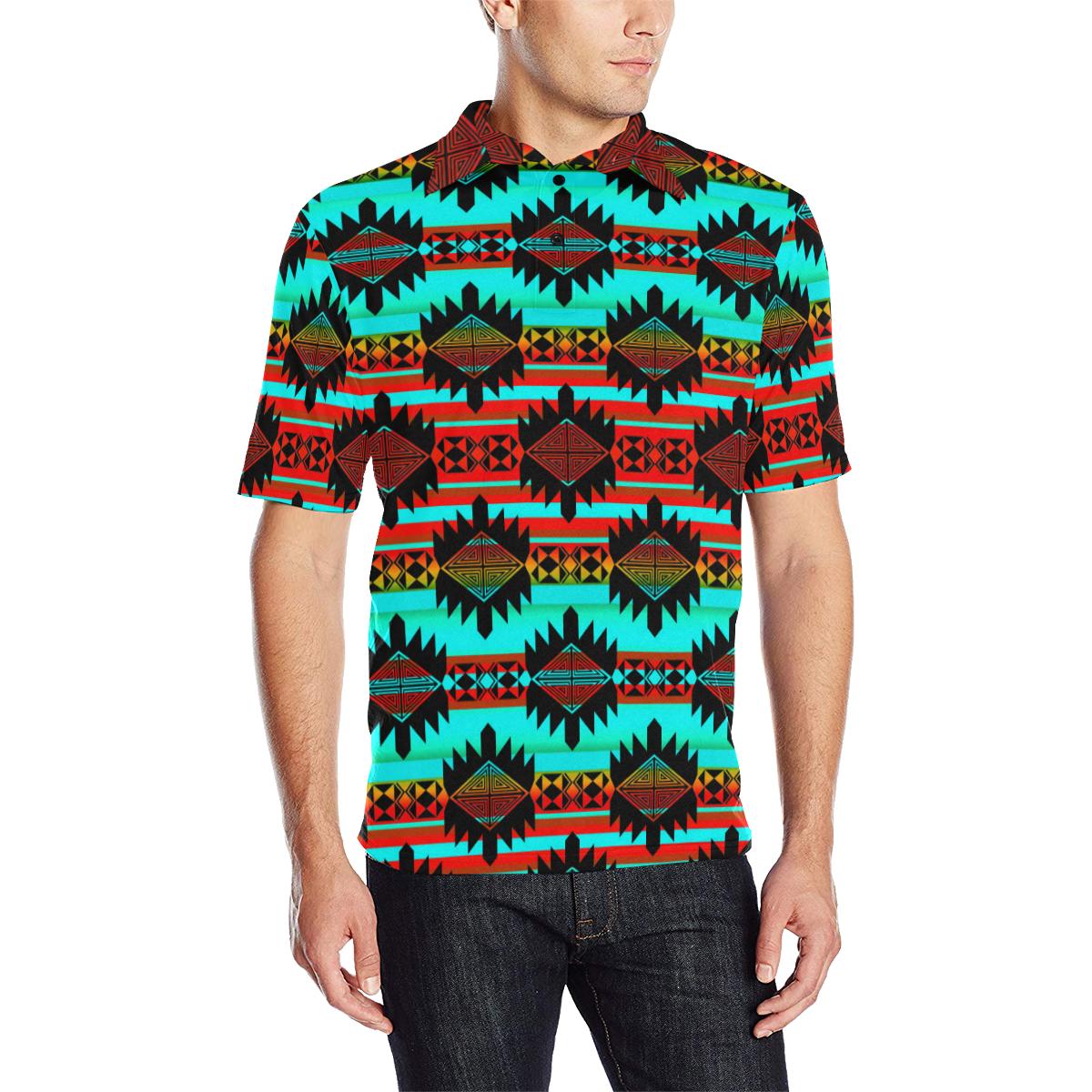 Okotoks Arrow Men's All Over Print Polo Shirt (Model T55) Men's Polo Shirt (Model T55) e-joyer 