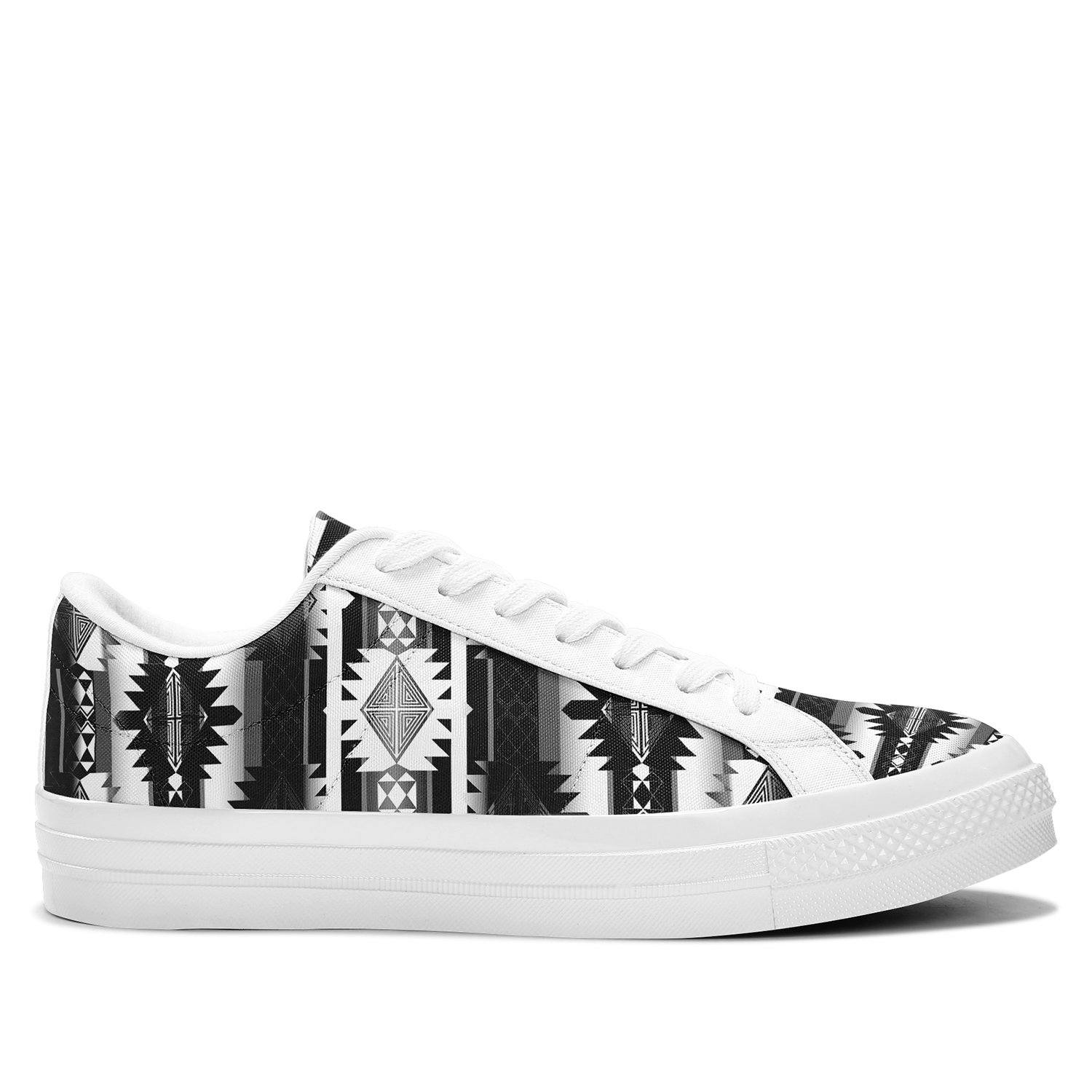 Okotoks Black and White Aapisi Low Top Canvas Shoes White Sole 49 Dzine 