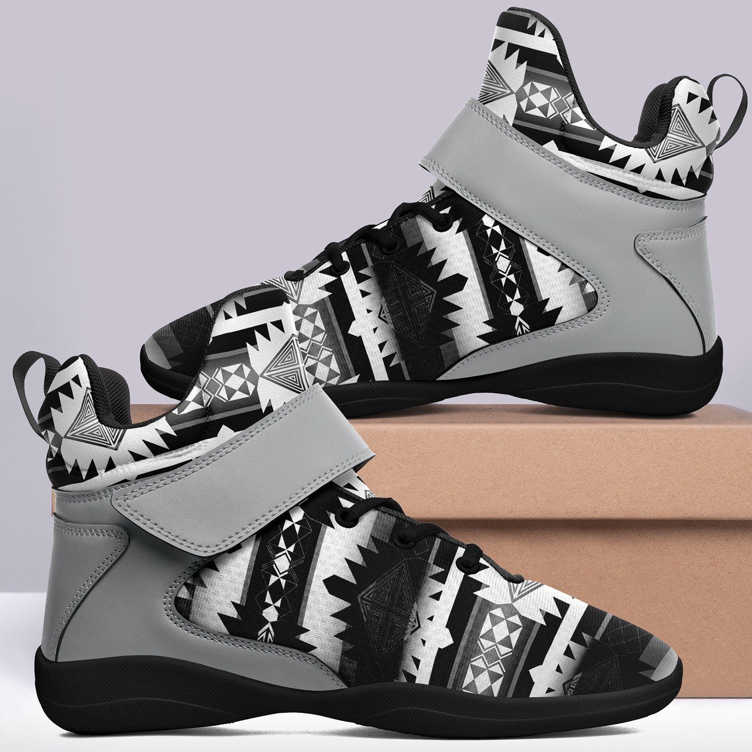 Okotoks Black and White Ipottaa Basketball / Sport High Top Shoes - Black Sole 49 Dzine 