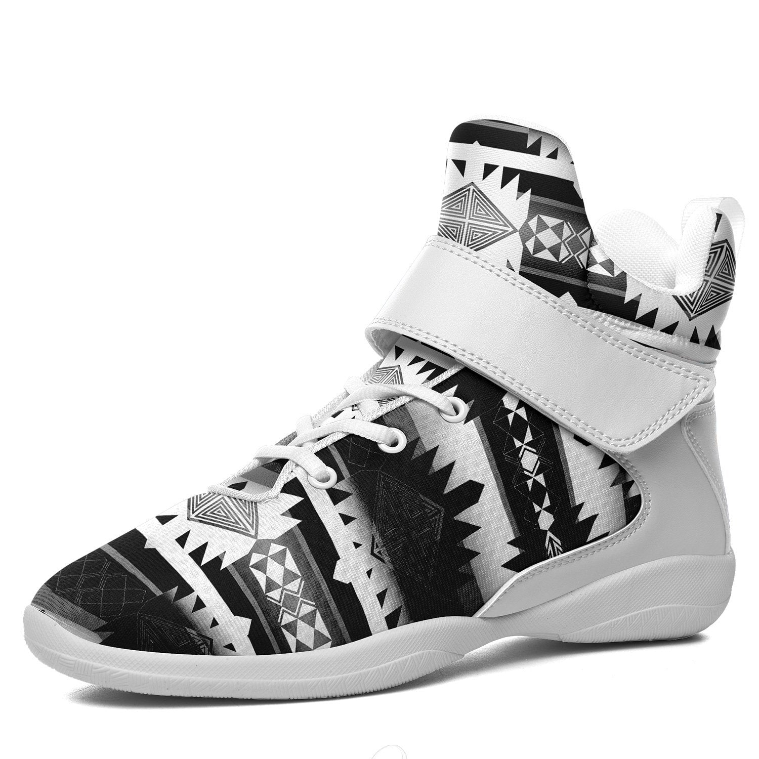 Okotoks Black and White Kid's Ipottaa Basketball / Sport High Top Shoes 49 Dzine US Child 12.5 / EUR 30 White Sole with White Strap 