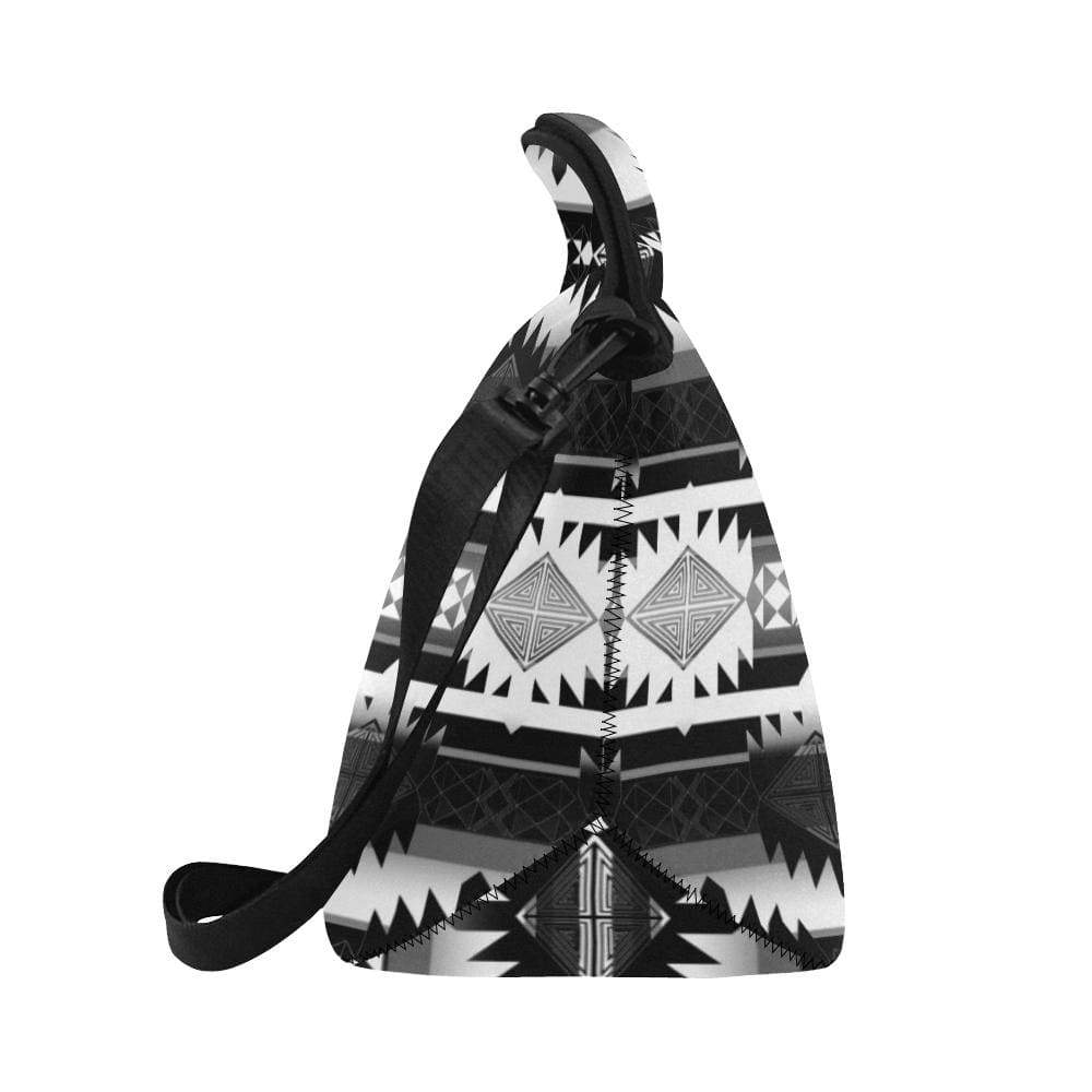 Okotoks Black and White Neoprene Lunch Bag/Large (Model 1669) Neoprene Lunch Bag/Large (1669) e-joyer 