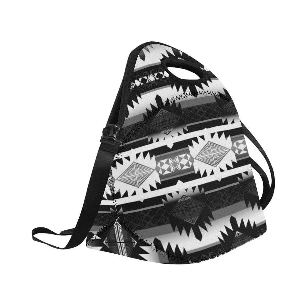 Okotoks Black and White Neoprene Lunch Bag/Large (Model 1669) Neoprene Lunch Bag/Large (1669) e-joyer 