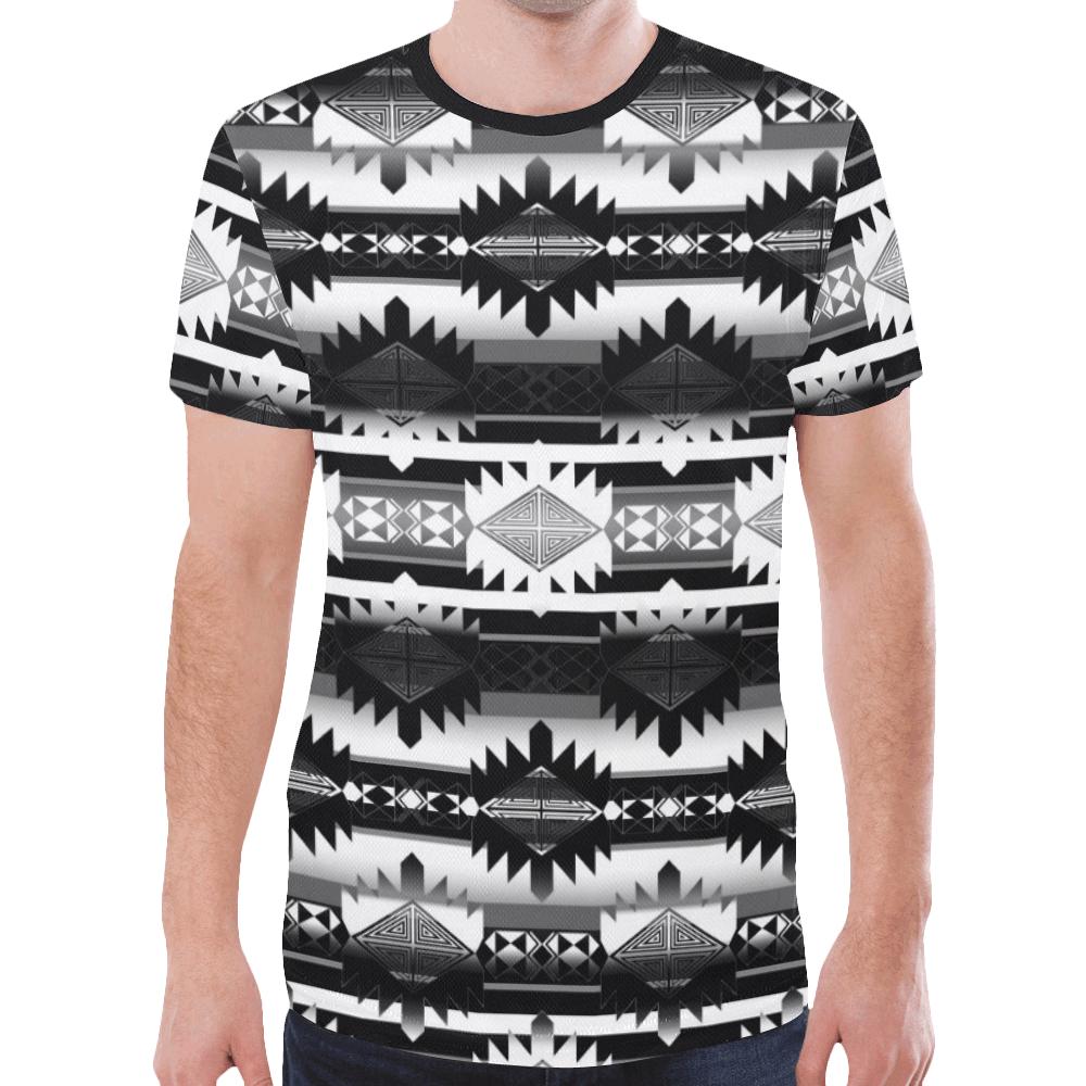 Okotoks Black and White New All Over Print T-shirt for Men (Model T45) New All Over Print T-shirt for Men (T45) e-joyer 