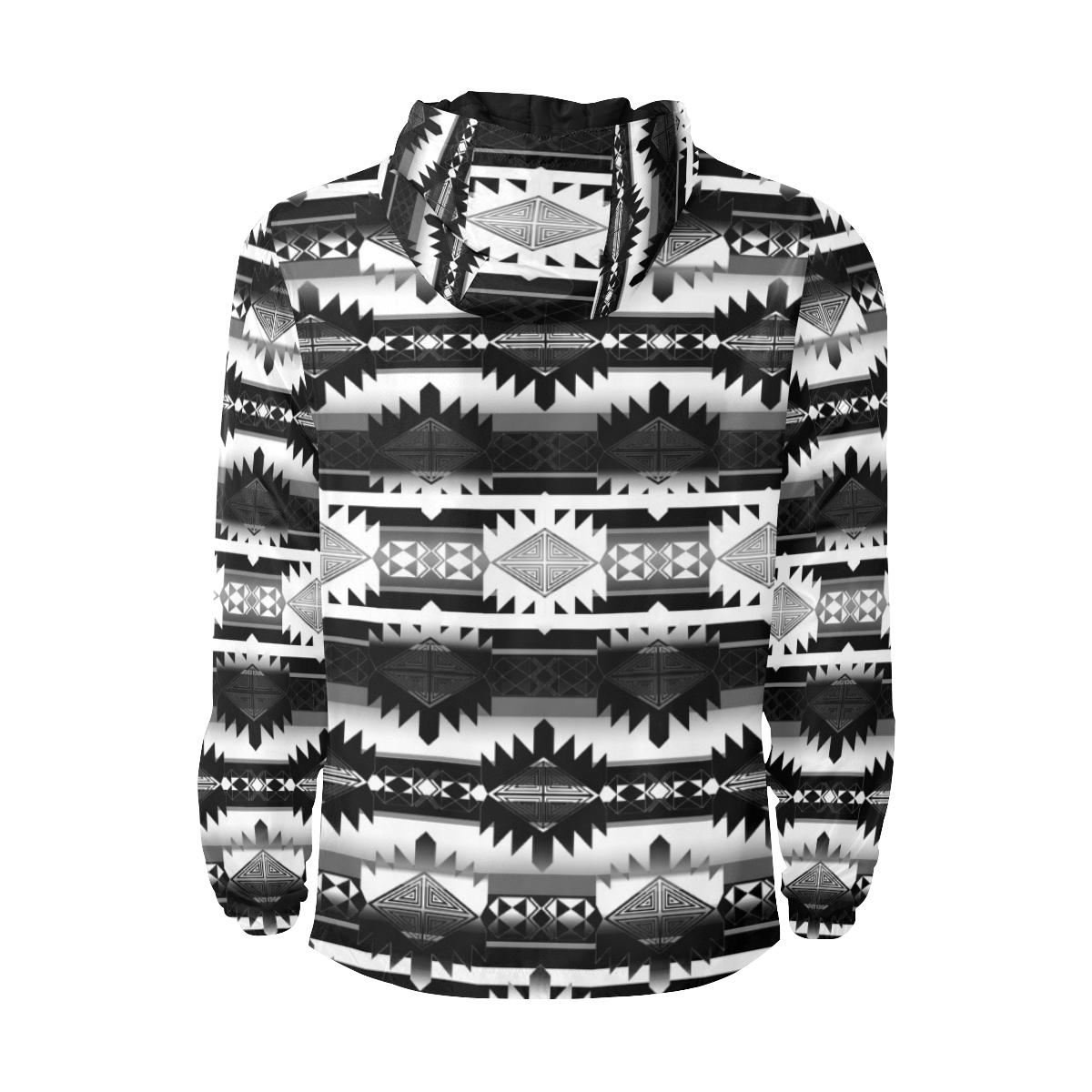 Okotoks Black and White Unisex Quilted Coat All Over Print Quilted Windbreaker for Men (H35) e-joyer 