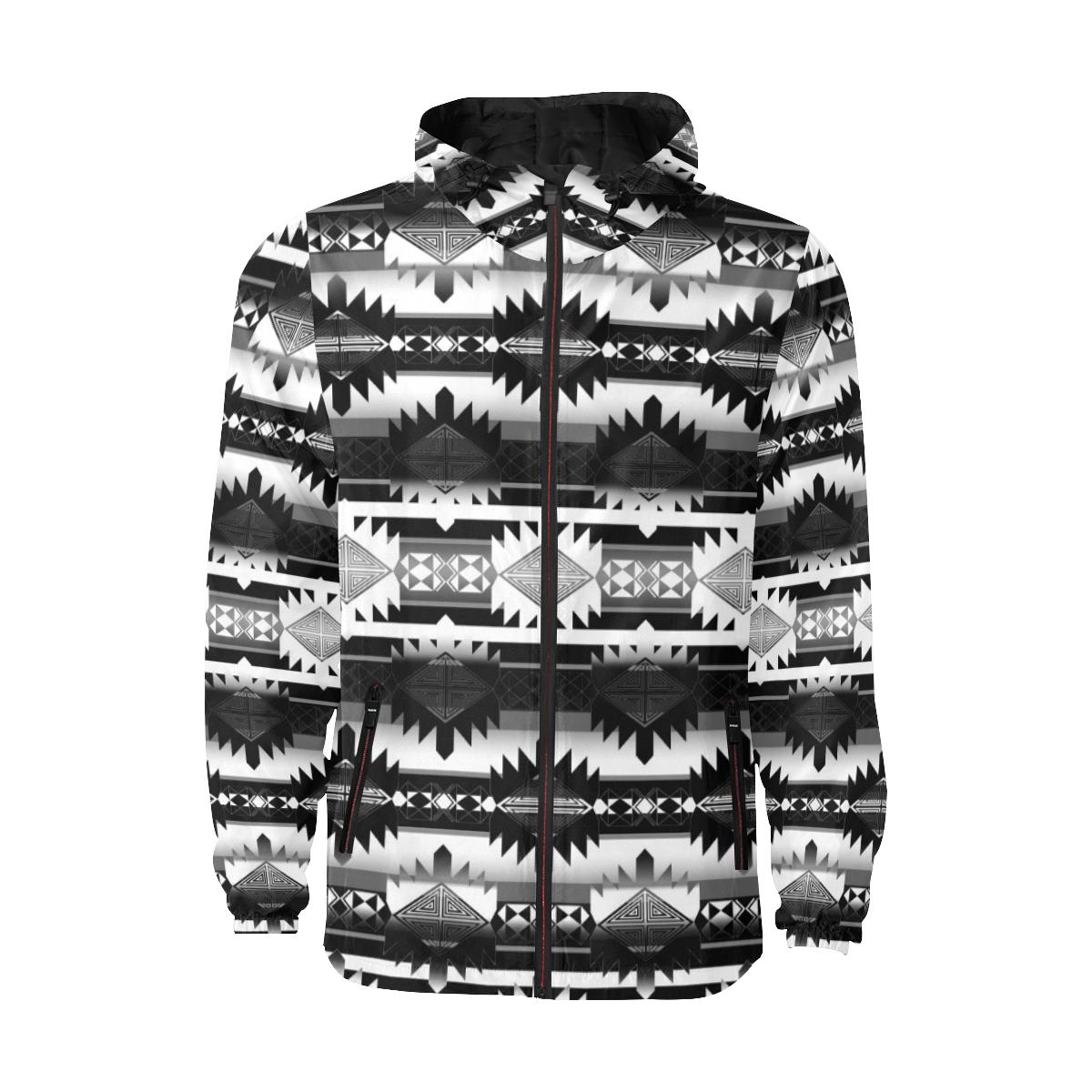 Okotoks Black and White Unisex Quilted Coat All Over Print Quilted Windbreaker for Men (H35) e-joyer 