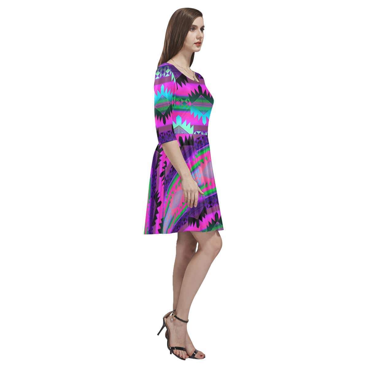 Okotoks Summer Tethys Half-Sleeve Skater Dress(Model D20) Tethys Half-Sleeve Skater Dress (D20) e-joyer 