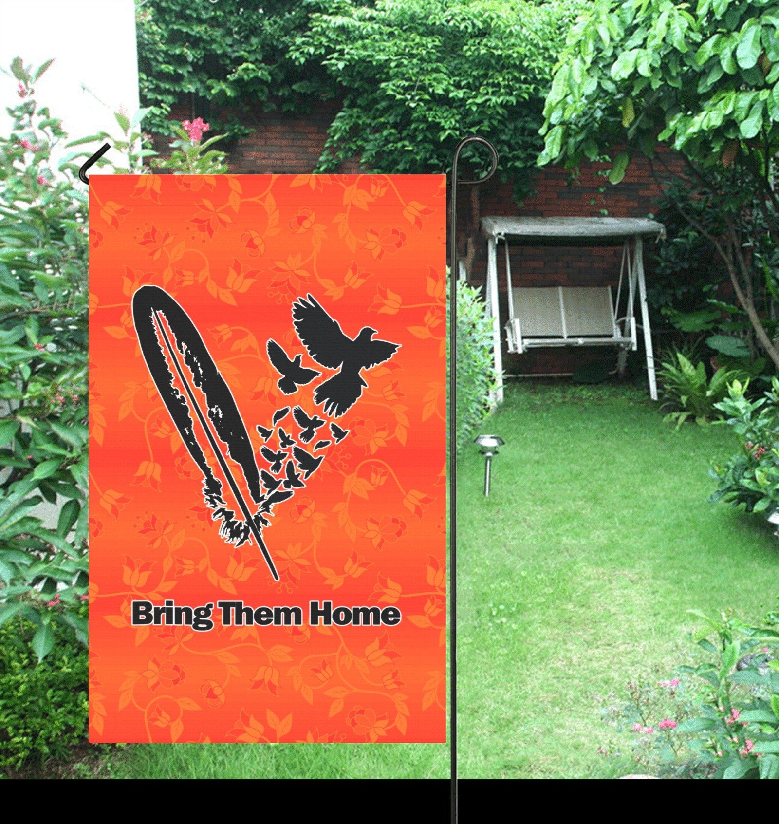 Orange Days Orange - Bring Them Home Feather with Doves Garden Flag 36''x60'' (Two Sides Printing) Garden Flag 36‘’x60‘’ (Two Sides) e-joyer 