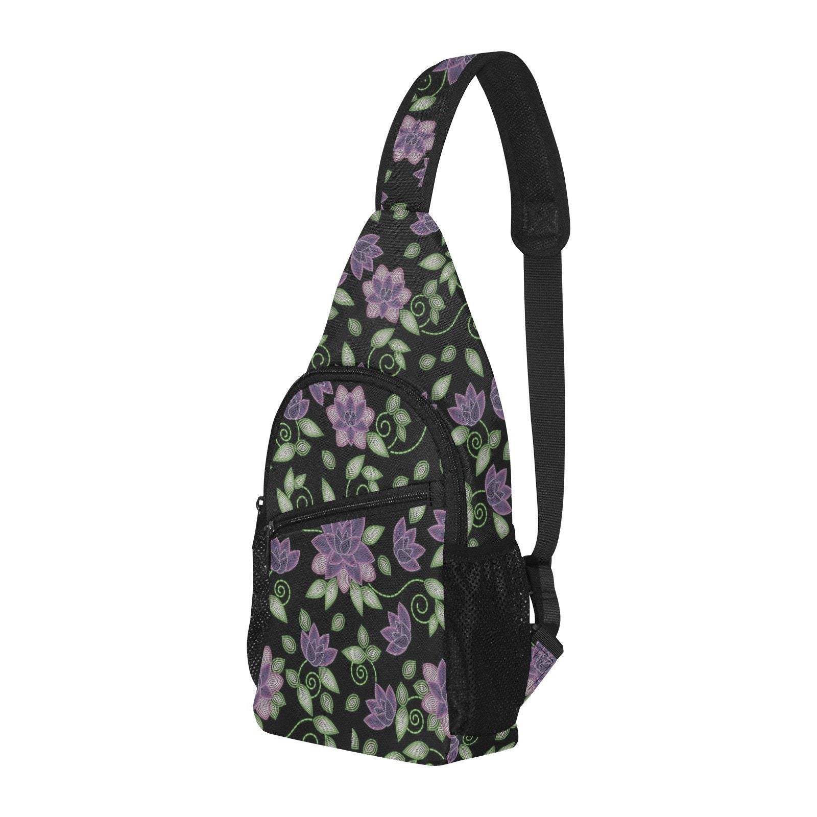 Purple Beaded Rose All Over Print Chest Bag (Model 1719) All Over Print Chest Bag (1719) e-joyer 