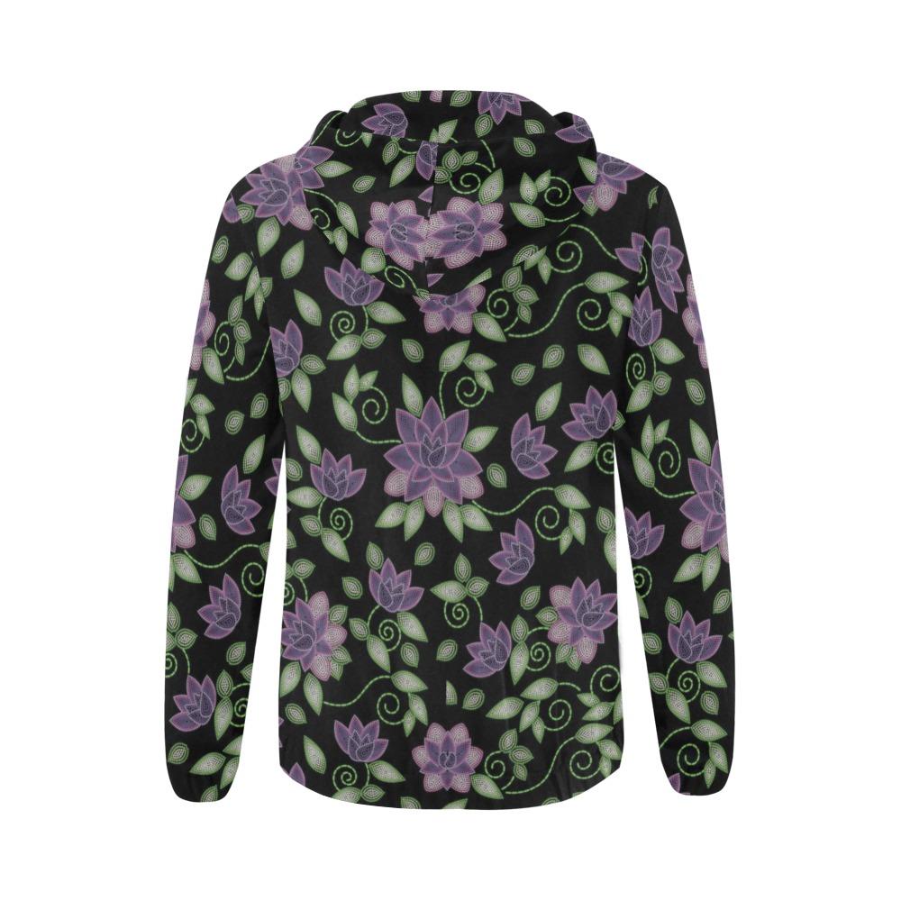 Purple Beaded Rose All Over Print Full Zip Hoodie for Women (Model H14) All Over Print Full Zip Hoodie for Women (H14) e-joyer 