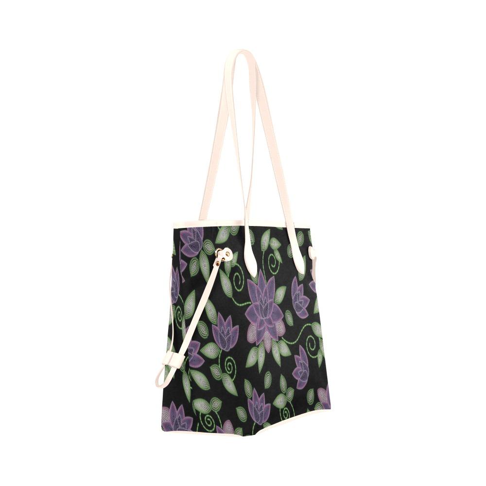 Purple Beaded Rose Clover Canvas Tote Bag (Model 1661) Clover Canvas Tote Bag (1661) e-joyer 