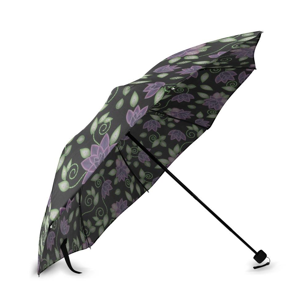 Purple Beaded Rose Foldable Umbrella (Model U01) Foldable Umbrella e-joyer 