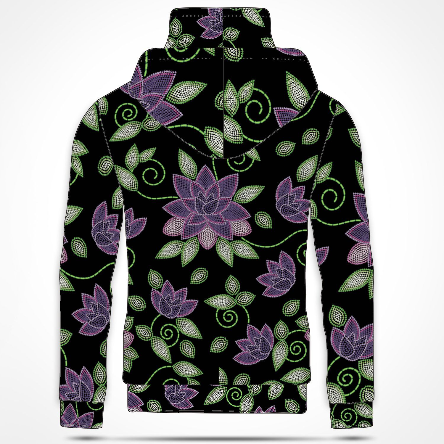 Purple Beaded Rose Hoodie with Face Cover 49 Dzine 