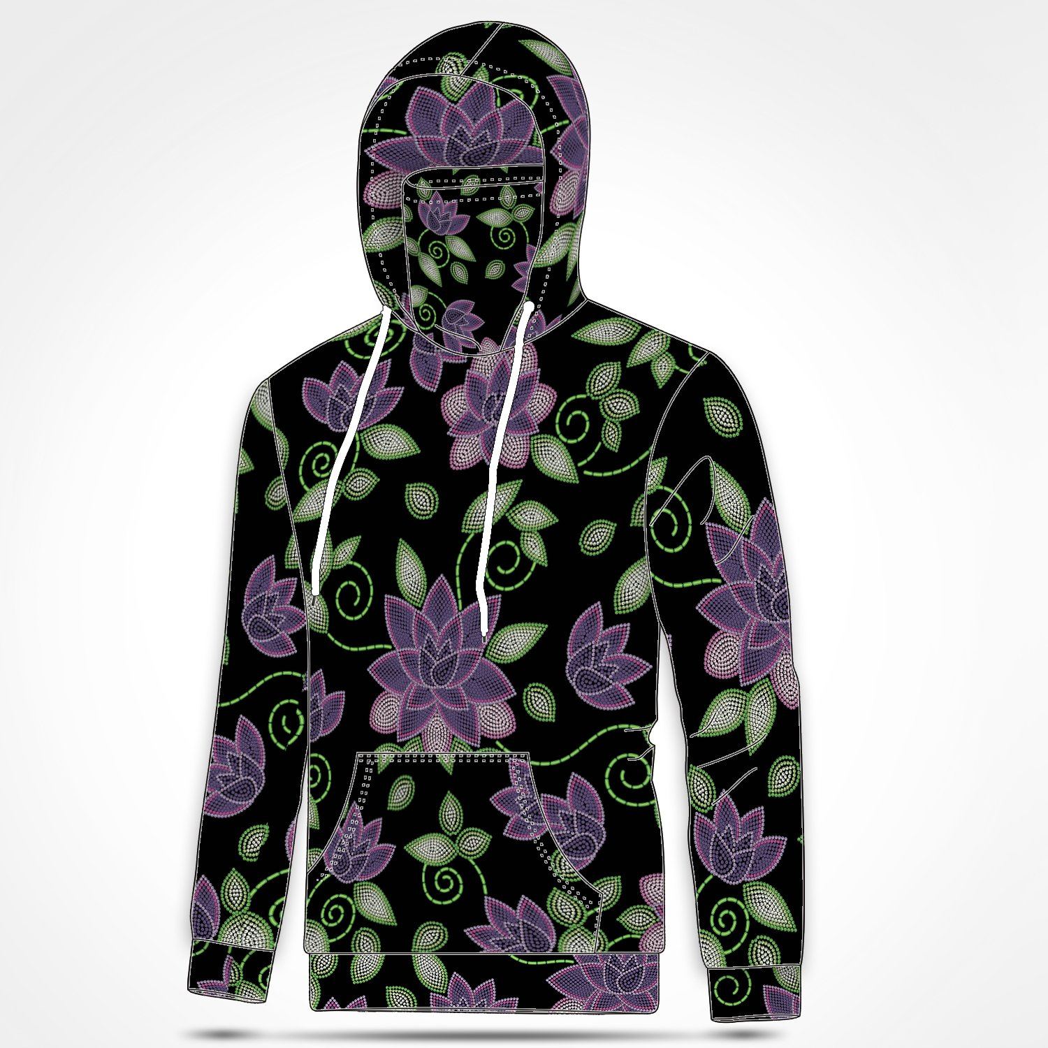 Purple Beaded Rose Hoodie with Face Cover 49 Dzine 