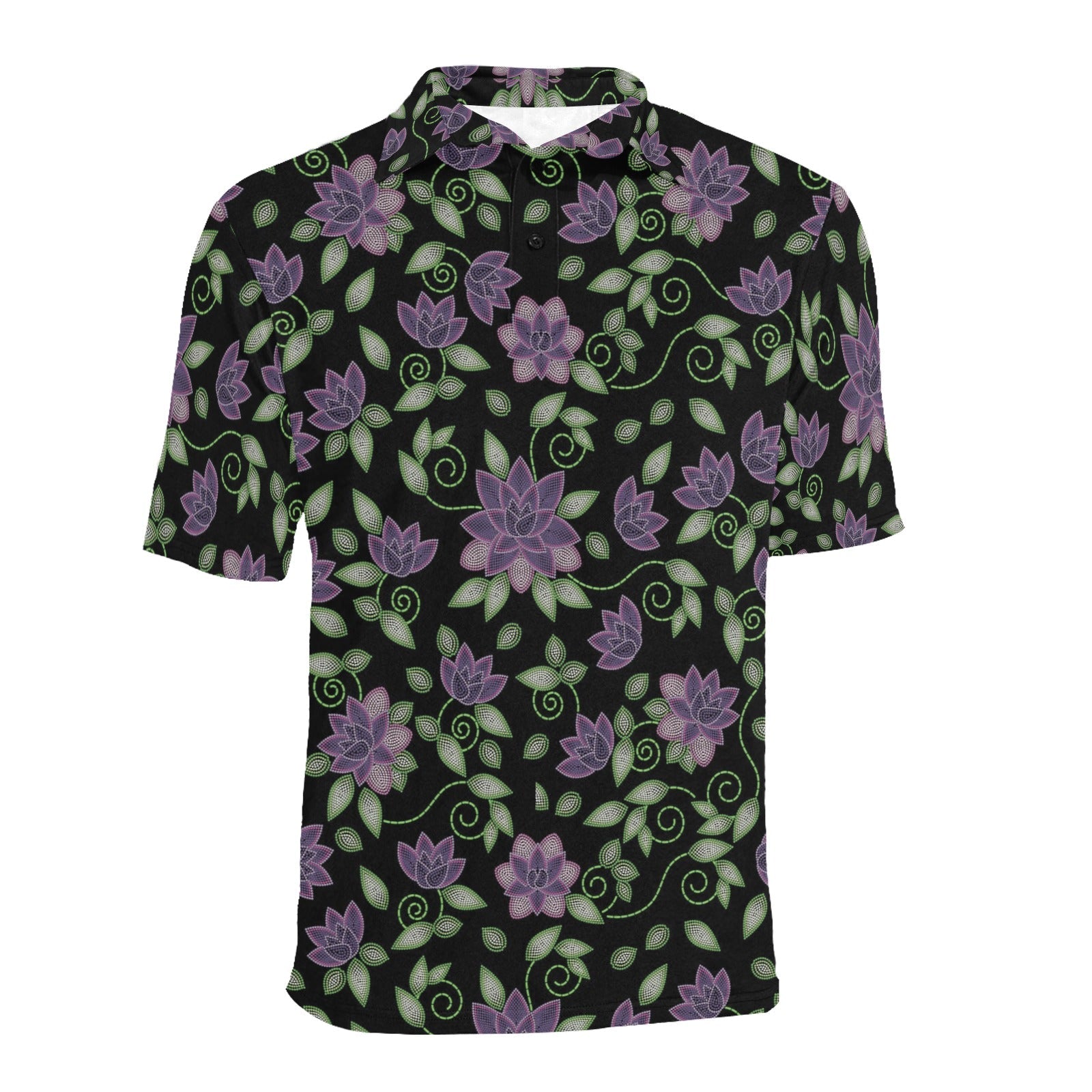 Purple Beaded Rose Men's All Over Print Polo Shirt (Model T55) Men's Polo Shirt (Model T55) e-joyer 