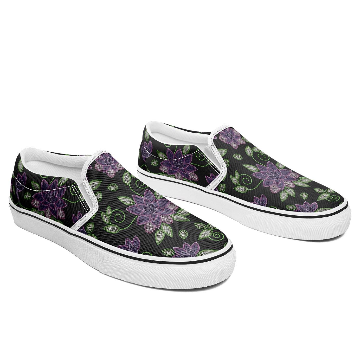 Purple Beaded Rose Otoyimm Kid's Canvas Slip On Shoes otoyimm Herman 