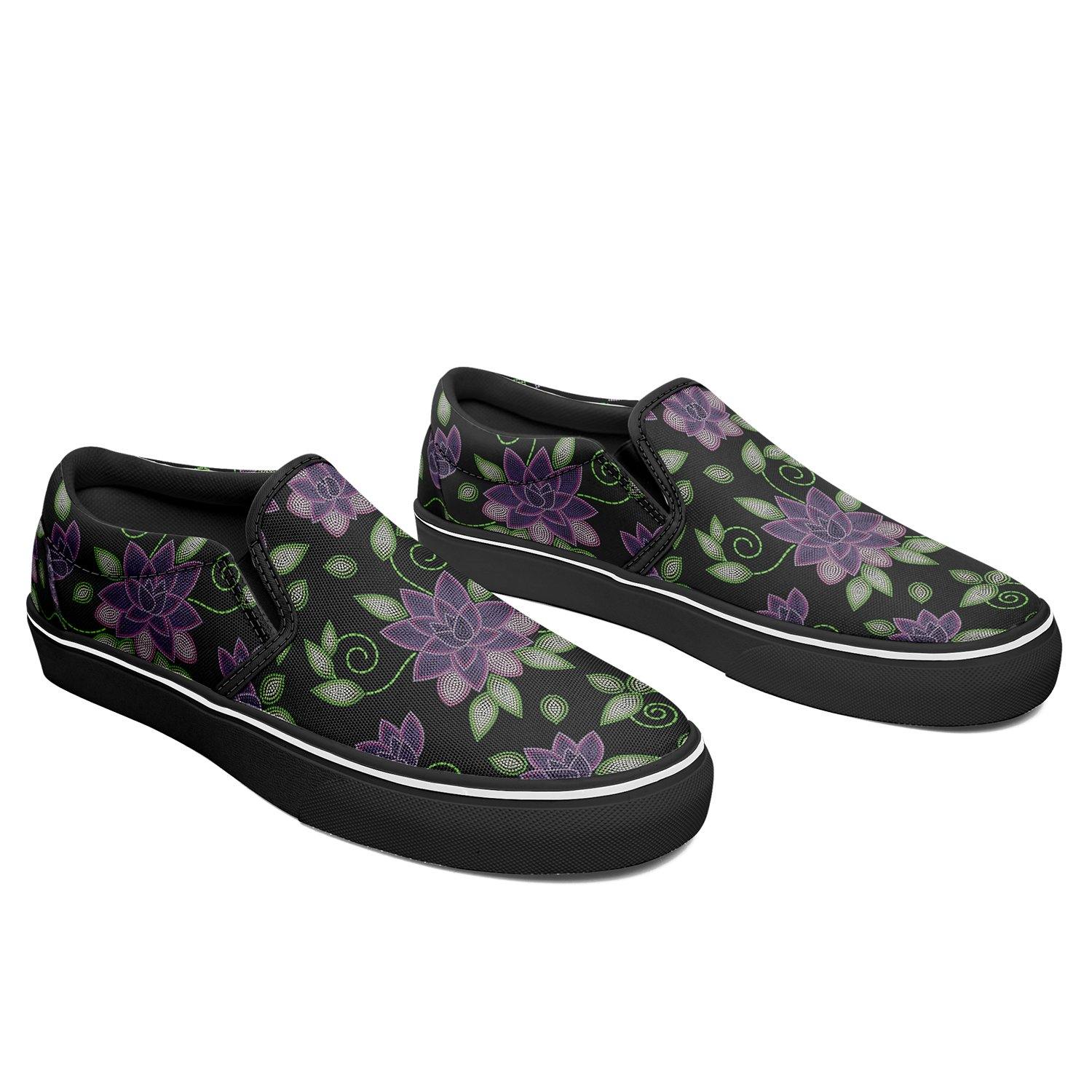 Purple Beaded Rose Otoyimm Kid's Canvas Slip On Shoes otoyimm Herman 