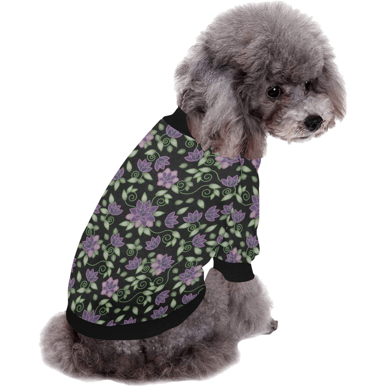 Purple Beaded Rose Pet Dog Round Neck Shirt Pet Dog Round Neck Shirt e-joyer 